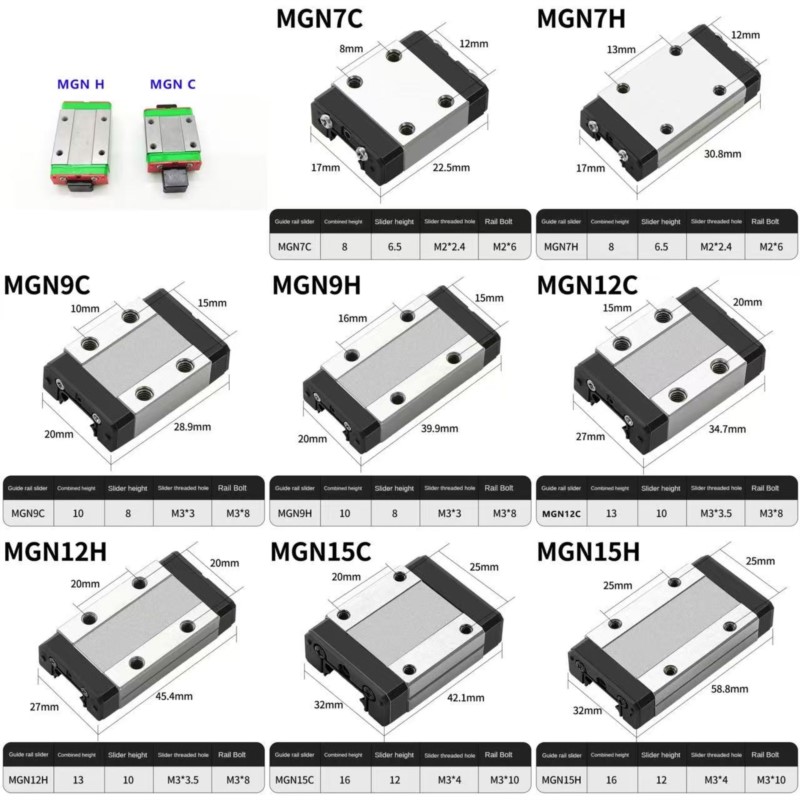 Linear Rail Mgn12H Set - 1 قطعة MGN7C MGN7H MGN9C MGN9H